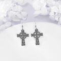 wholesale 925 Sterling Silver Celtic Cross Dangle Drop Earrings with Knotwork Design-0-3