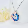 TOUPOP Sterling Silver Blue Crystal O Initial Butterfly Rose Necklace-0-5