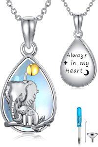 wholesale 925 Sterling Silver 925 Elephant Moonstone Urn Keepsake Memorial Jewelry for Ashes w/Funnel & Fill Kit-4-Elephant