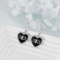 wholesale 925 Sterling Silver Black Enamel Heart with Bat Drop Earrings for Women-0-2