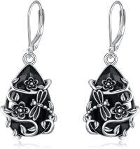 wholesale 925 Sterling Silver Black Tourmaline Crystal Healing Earrings for Women Spiritual Protection Jewelry-Dragonfly