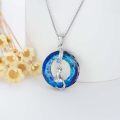 wholesale TOUPOP Cat Lovers Gifts For Women Sterling Silver Cat Star Stuff Animal Pendant Necklace With Blue Cirlce Crystal For Her Jewelry Birthday Anniversary Christmas -0-3