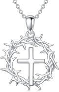 wholesale 925 Sterling Silver Crown Of Thorns Cross Nail Pendant Necklace  for Women Girls 45cm Chain Length-0-0