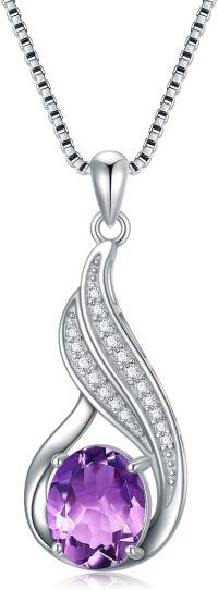 wholesale Sterling Silver Gemstone Birthstone Infinity Pendant Necklace-created amethyst