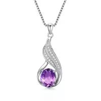 wholesale 925 Sterling Silver Gemstone Birthstone Infinity Pendant Necklace-created amethyst