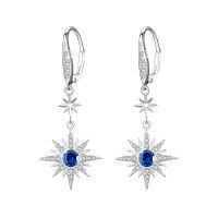 wholesale 925 Sterling Silver Gold-Plated Moonstone & Opal Starburst Leverback Drop Earrings-September (Silver)-September (Silver)