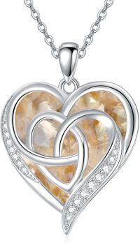 wholesale TOUPOP Heart Knot Necklace For Lady Heart Necklace 925 Silver Topaz Pendant November Gift For Women Jewellery For Women Sister Wife Mom Girlfriend Birthday Valentine's Mother's Day Christmas Gift -undefined