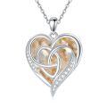 TOUPOP 925 Silver Topaz Heart Knot Necklace For Women-0-0