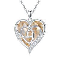 TOUPOP 925 Silver Topaz Heart Knot Necklace For Women-undefined