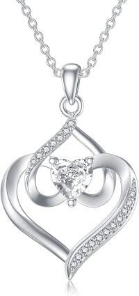 wholesale TOUPOP Mother's Day Gifts Forever Love Heart Birthstone Pendant Necklaces For Women S925 Sterling Silver Birthday Gift For Her Women Wife Girlfriend Mom -undefined