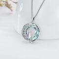 wholesale 925 Sterling Silver Cat on the Moon Pendant Necklace with Blue Circle Crystal Celtic s for Women-0-7