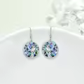 wholesale 925 Sterling Silver Abalone Shell Owl Tree Of Life Drop Earrings-0-2