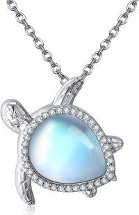 wholesale 925 Sterling Silver Blue Moonstone Sea Turtle Pendant Necklace for Women-Turtle Necklace for Women