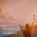 wholesale 925 Sterling Silver Cross Adjustable Bracelet Wholesale With Crystal Accents-0-5