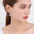 wholesale Sterling Silver Zircon & Pearl Dangle Earrings for Women, 25mm White Pearls, Nickel-Free, Elegant Gift for Christmas, Birthday, Anniversary-0-3