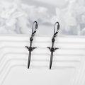 wholesale 925 Sterling Silver Gothic Red Crystal Sword Drop Earrings-0-2