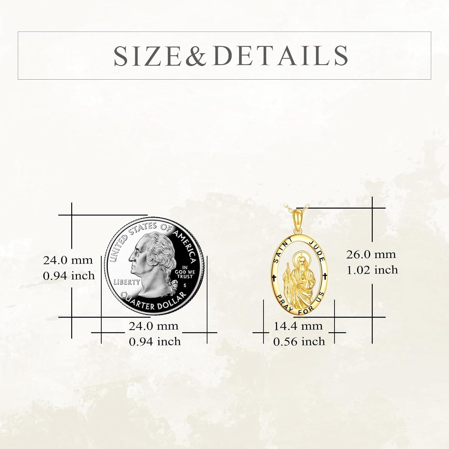 14K Gold St Michael Jesus Virgin Mary Pendant Religious Jewelry Gift -0-4