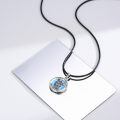 wholesale Copper Saint Michael Protect Us Oxidized Silver Blue Enamel Pendant Necklace-0-1
