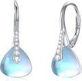 wholesale 925 Sterling Silver Blue Moonstone Triangular Drop Dangle Leverback Earrings Gift for Her-0-0