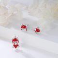 wholesale 925 Sterling Silver Red and White Cartoon Fox Stud Earrings for Women Girls Kids Cute Animal Gift Idea-0-1