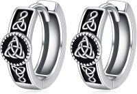 wholesale 925 Sterling Silver Triquetra Celtic Knot Huggie Hoop Earrings for Men & Women - Vintage Gothic Punk Jewelry (3 cm)-Celtic Knot A