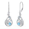 wholesale 925 Sterling Silver Larimar Starfish Wave Drop Earrings Platinum Plated-0-0