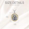 wholesale 925 Sterling Silver Santa Muerte Perdoname Necklace with Gold Accents and Skulls-0-4