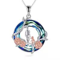 TOUPOP Sterling Silver Rose Flower Pendant Necklace For Daughter-undefined