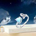 wholesale 925 Sterling Silver Blue Moonstone Celtic Knot Adjustable Ring for Women and Girls-0-2