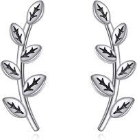 wholesale 925 Sterling Silver Dainty Plant Stem Leaves Climbing Ear Cuffs for Women-Antique Leaf Climber Earrings