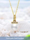 TOUPOP 14K Gold Freshwater Pearl Necklace with Bow Heart Dolphin Pendant-0-1