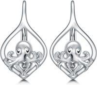 wholesale 925 Sterling Silver Pink Angel Wing Rabbit Hoop Earrings for Women Gifts-Octopus