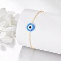 wholesale Gold Evil Eye Charm Bracelet - 14k Yellow Gold Plated Minimalist Design Birthdays Gifts for Her-0-2