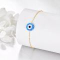 wholesale 14k Gold Blue Opal Evil Eye Chain Bracelet For Women-0-2