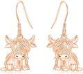 wholesale 925 Sterling Silver Highland Cow Sunflower Dangle Stud Leverback Hoop Earrings-0-36