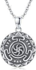 wholesale 925 Sterling Silver Round Black Onyx Hecate Pendant Necklaces Gifts for Women and Girls 36 Chain Length-0-0