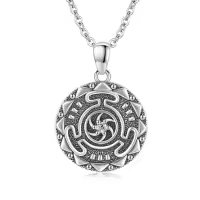 wholesale 925 Sterling Silver Round Black Onyx Hecate Pendant Necklaces Wholesale Gifts for Women and Girls 36 Chain Length-01-Hecate
