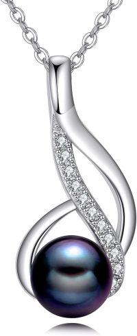 wholesale 925 Sterling Silver Phoenix Pearl Pendant Necklace - 25mm High Polish Hope Charm Gift for Women-Black Pearl