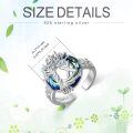 TOUPOP Sterling Silver Blue Crystal Adjustable Initial Ring For Women-0-2