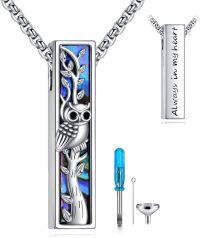 wholesale 925 Sterling Silver Abalone Shell Owl & Tree Urn Necklace  for Men-Owl&Tree of Life