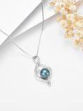 wholesale 925 Sterling Silver Infinity Heart Blue Pearl Pendant Necklace with Cubic Zirconia for Women-0-2