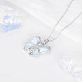 wholesale 925 Sterling Silver Opal Butterfly Pendant Necklace with Cubic Zirconia Stones - Gifts for Her-0-3