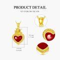 wholesale 925 Sterling Silver Red Enamel Heart with Flames Pendant Necklace Christian s for Women-0-2