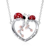 wholesale 925 Sterling Silver Ladybug Heart Pendant Necklace I Love You To The Moon And Back-Style 2