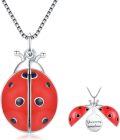wholesale 925 Sterling Silver Red Enamel Ladybug Photo Pendant Necklace Gifts for Women-0-0