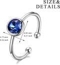 wholesale 925 Sterling Silver 14K White Gold Plated Simulated Sapphire Crystal Adjustable Birthstone Ring for Women-0-3
