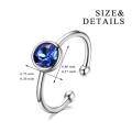 wholesale 925 Sterling Silver Open Ring With Blue Crystal-0-3