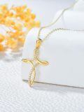 TOUPOP 14k Gold & Stone Celtic Cross Necklace for Women, Anniversary Christmas Birthday Gifts-0-1