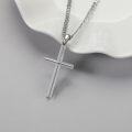 wholesale 925 Sterling Silver  Mens 3mm Cuban Link Necklace with Cross Pendant (24)-0-1