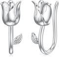 wholesale TOUPOP Tulips Earrings Sterling Silver Tulips Flower Climber Crawler Earrings Flower Tulips Jewelry Tulips Gifts Christmas Xmas Birthday Gifts For Her Women Mom Grandma -0-0